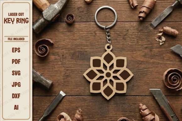 Download Geometric Mandala Wood Keychain - Geometric mandala Collection