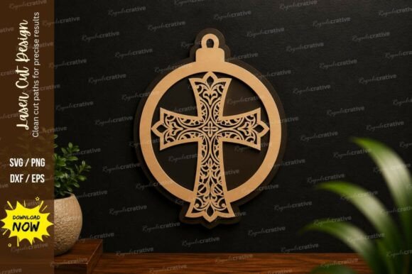 Download Ornamental Round Cross Laser Cut SVG - Ornament Collection