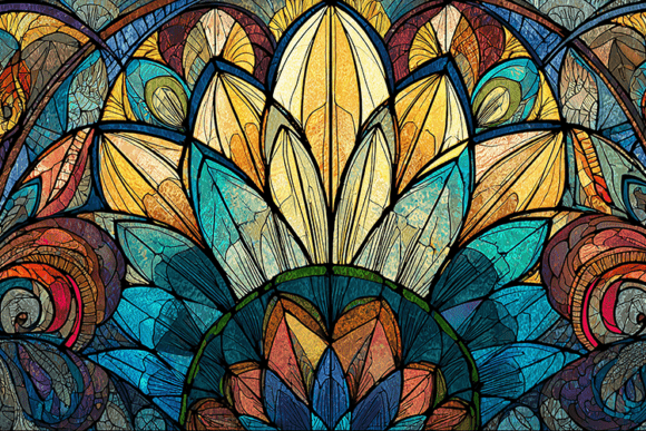 Download Lotus Stained Glass Symmetrical Pattern - Pattern Collection