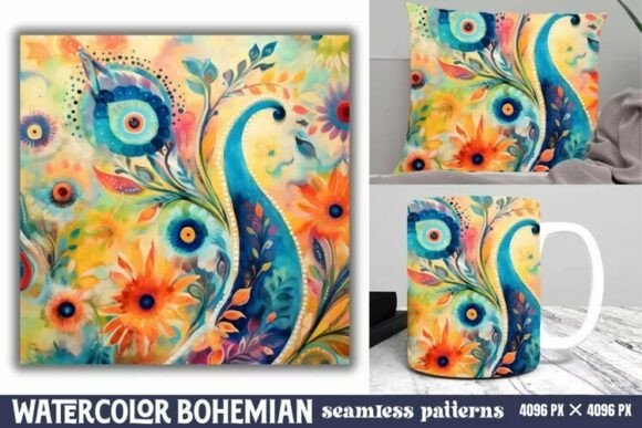 Download Seamless Watercolor Bohemian Pattern - Pattern Collection