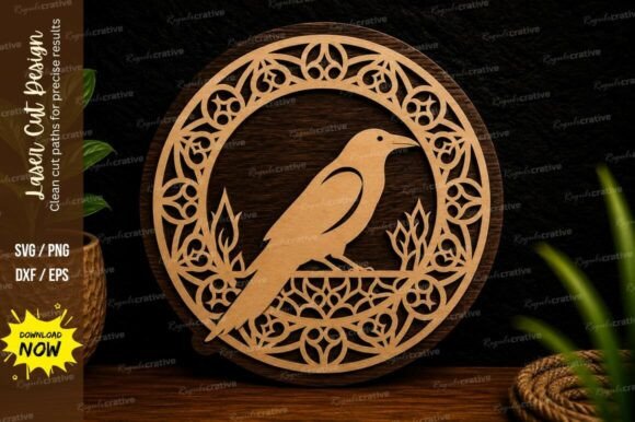 Download Songbird Mandala Ornament Laser Cut SVG - Ornament Collection