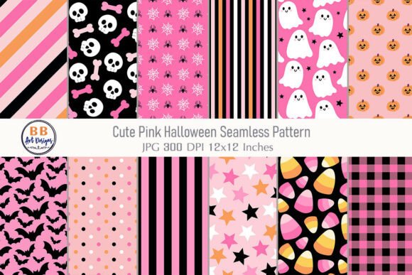 Download Pink Halloween Seamless Patterns - Pattern Collection