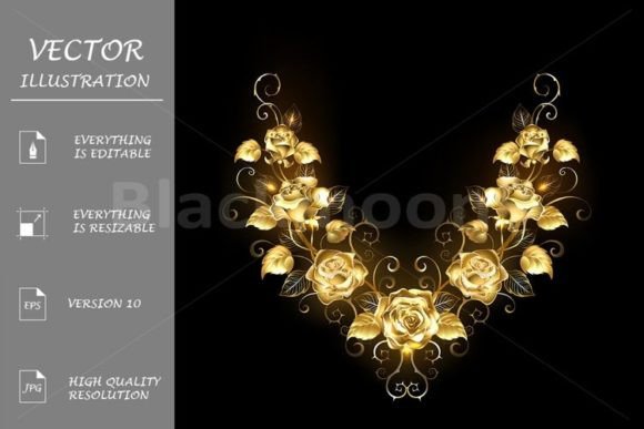 Download Symmetrical Pattern of Golden Roses - Pattern Collection