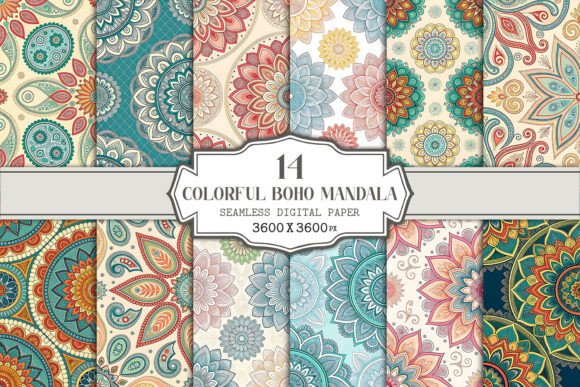 Download Colorful Boho Mandala Seamless Pattern - Pattern Collection