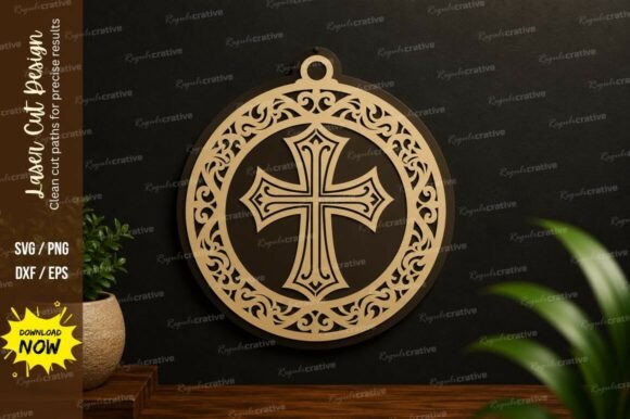Download Ornamental Round Cross Laser Cut SVG - Ornament Collection