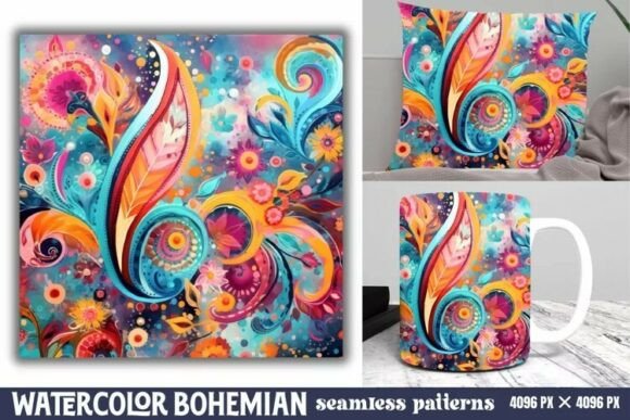 Download Seamless Watercolor Bohemian Pattern - Pattern Collection