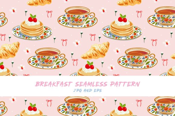 Download Cute Breakfast Seamless Vector Pattern - Pattern Collection