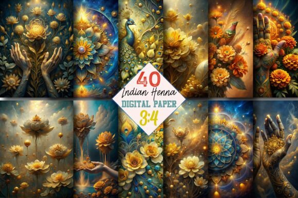 Download Indian Henna Designs Junk Journal Pages - India Collection