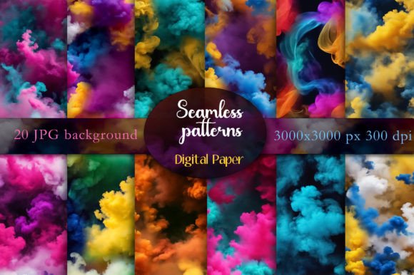 Download Seamless Pattern of Multicolored Smoke - Pattern Collection