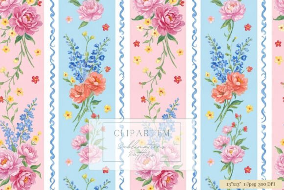 Download Pink Peony Stripe Floral Pattern Design - Pattern Collection